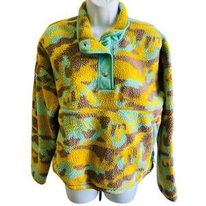 The North Face Sherpa Fleece Pullover Small Camo Y2K Bright Retro Cozy RARE